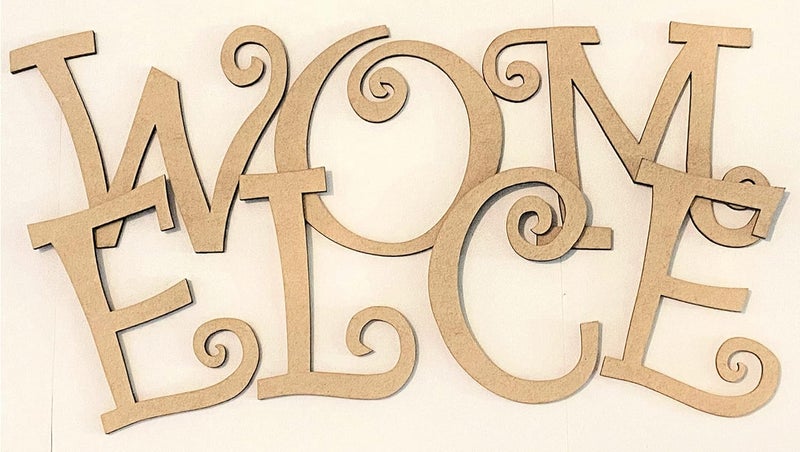 Next craft Wooden Letter 4'' Small MDF Curlz Font, Unfinished C Wood Alphabet Letter Girl Craft Cutout, Nursery Decor Initial Shape - Image 2